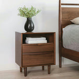 Walnut MCM Nightstand (2-Drawer)