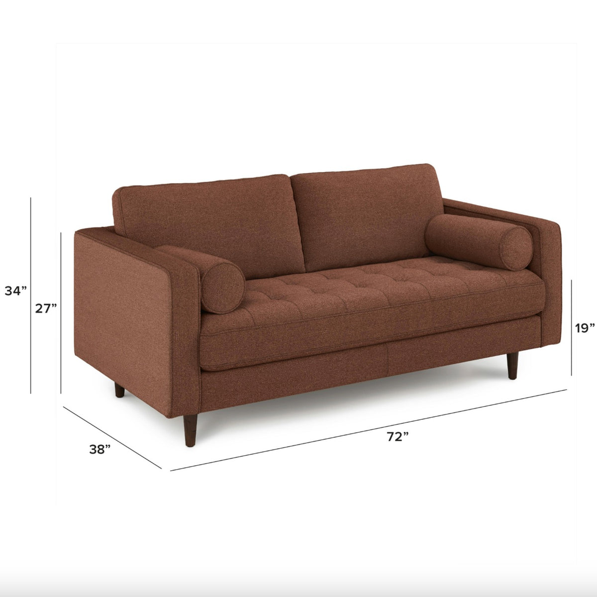 72" Tufted MCM Loveseat (Ratine Oxide)