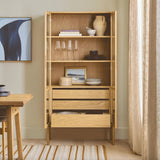 35.5" Wide MCM Glass Cabinet (Natural Oak)