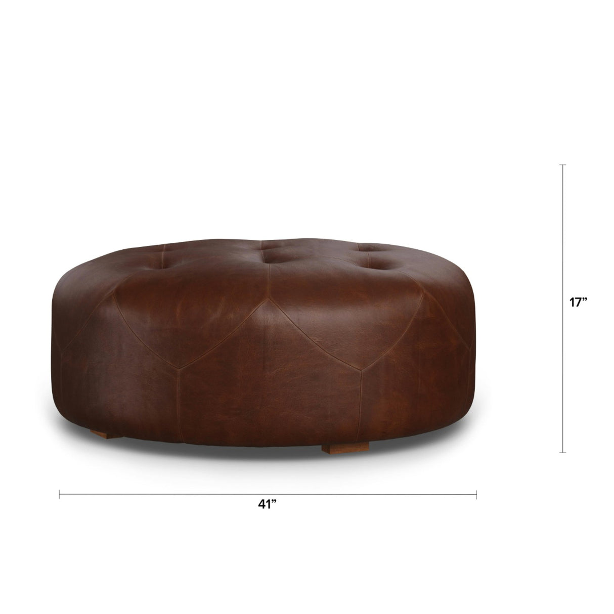 41" Tufted Leather Ottoman (Indiana Brown)