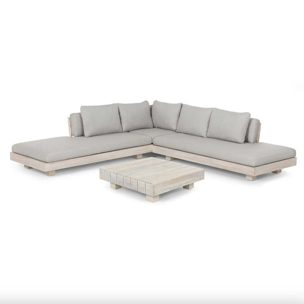 Outdoor MCM-Style Corner Sectional + Table (Beach Sand)