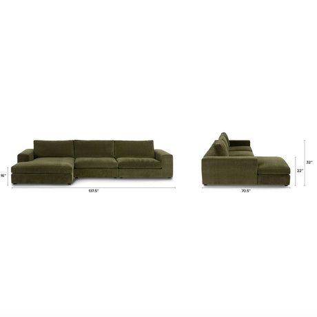 3pc Modular Sectional w/ Chaise (Cypress Green)