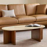 47" Travertine Coffee Table (Walnut)