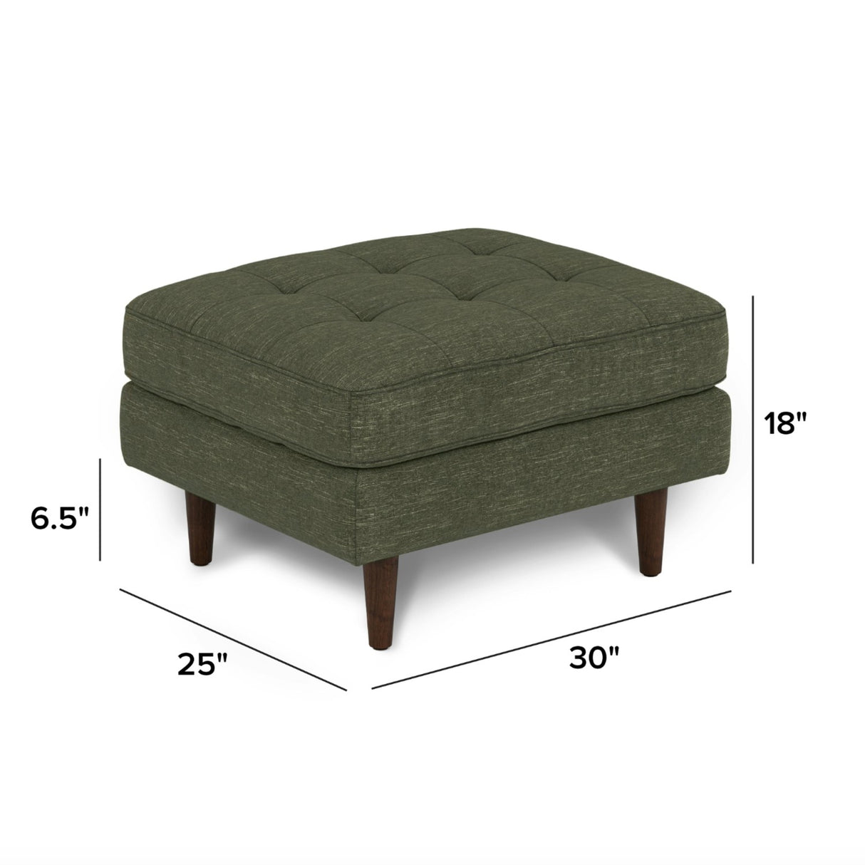 Tufted MCM Ottoman (Fir Green)