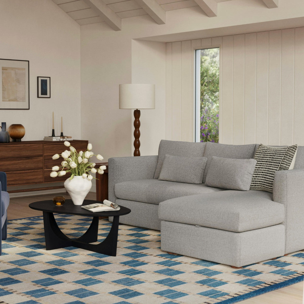 Sectional w/ Reversible Chaise + Storage (Hestia Gray)