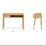 Natural oak MCM desk with storage from Article, featuring a sleek 43.5-inch design and modern mid-century style.