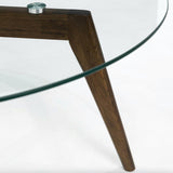 Circular Glass-Top Coffee Table (Walnut)