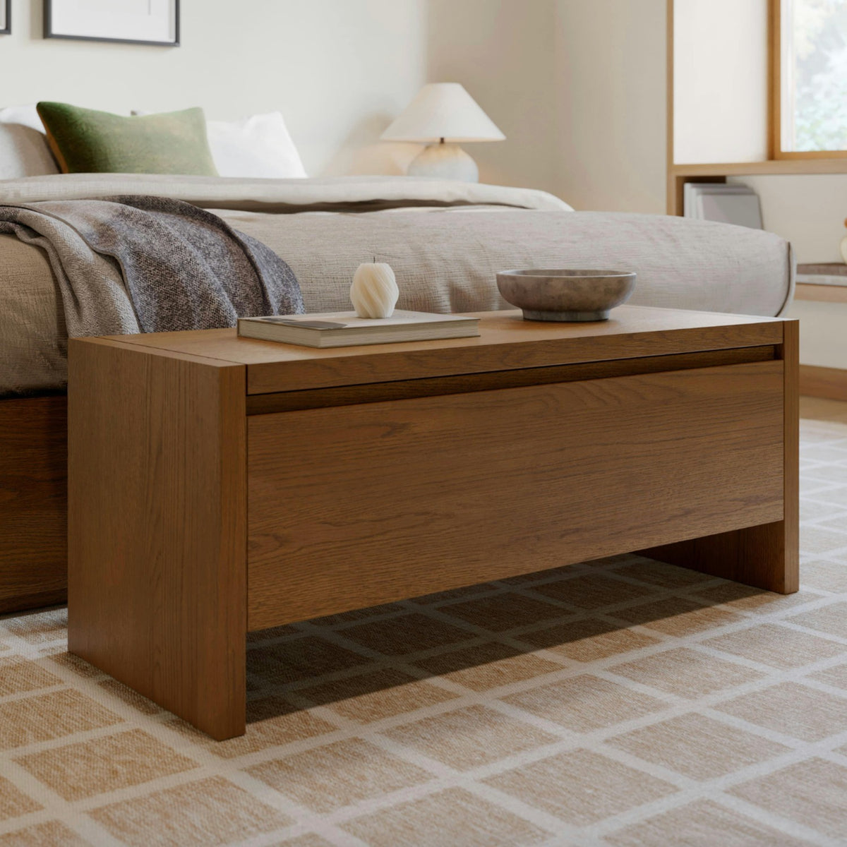 42" MCM-Style Storage Bench (Smoked Oak)