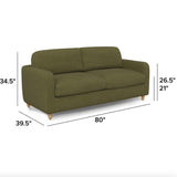 Article 80-inch MCM sofa bed in Napa Moss fabric, showcasing the sleeper sofa with mid-century modern design and plush upholstery.