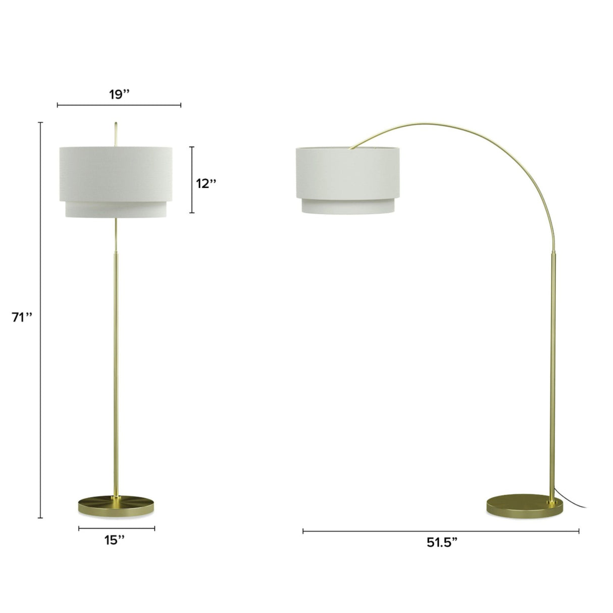 Large MCM-Style Floor Lamp (Brass)