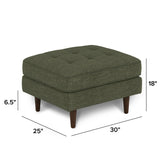 Tufted Sectional w/ Chaise + Ottoman (Fir Green)