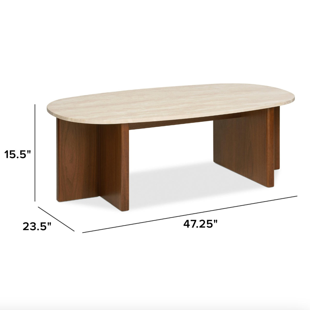 47" Travertine Coffee Table (Walnut)