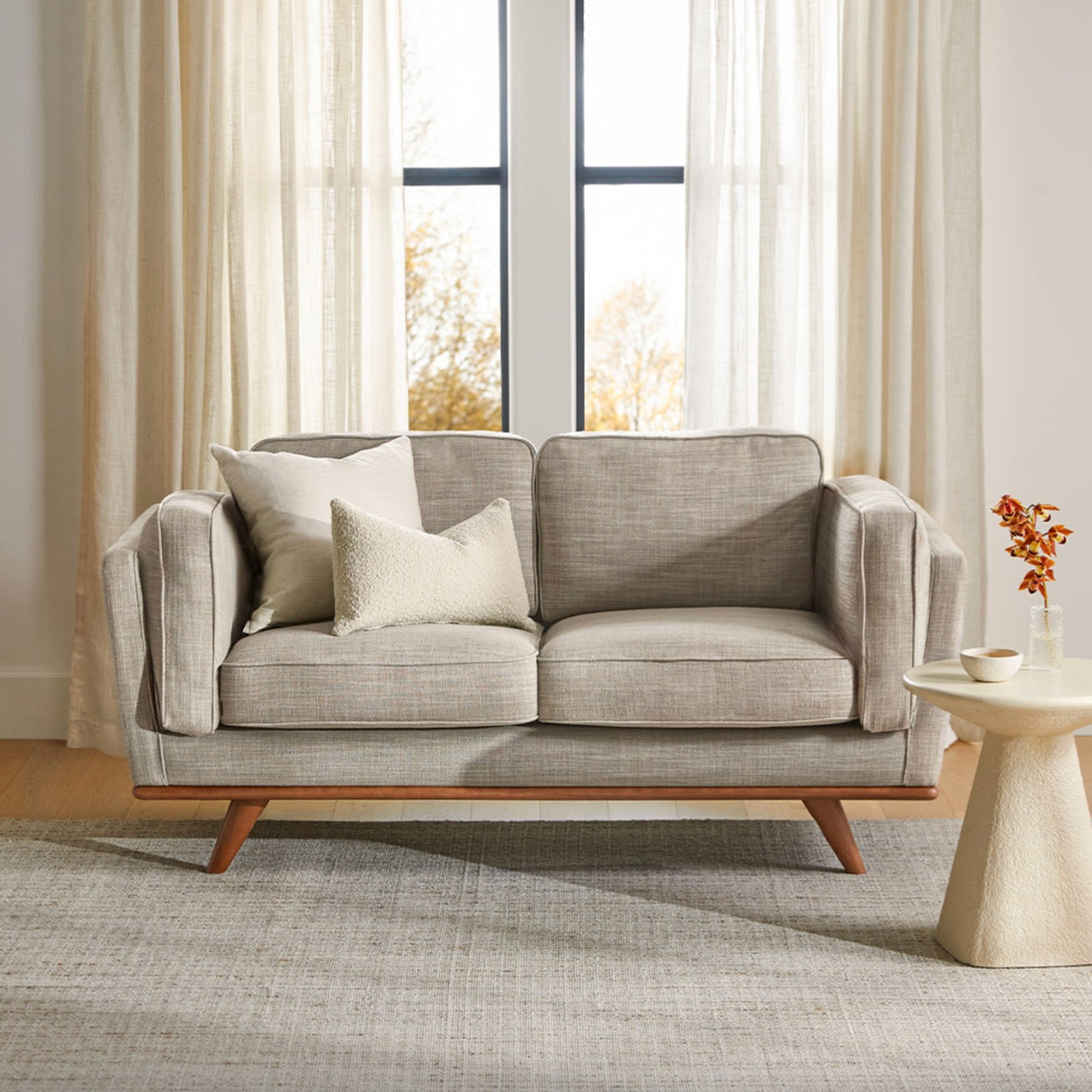 66.5" MCM Loveseat (Rain Cloud Gray/Honey Oak)