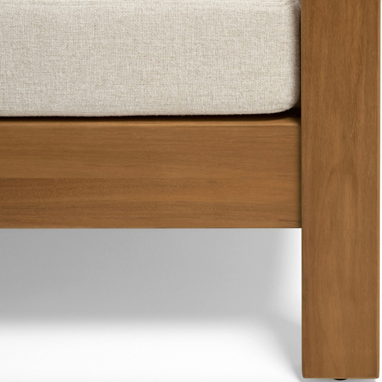 Outdoor sofa by Article, 80-inch Portside Beige outdoor sofa with cushioned seating and stylish design for patio or backyard.