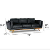 Genuine Leather MCM Sofa (Charme Black)