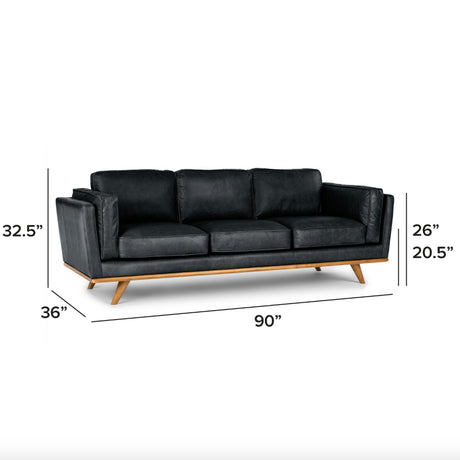Genuine Leather MCM Sofa (Charme Black)