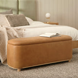 48" Rawhide Leather Storage Bench (Tan)