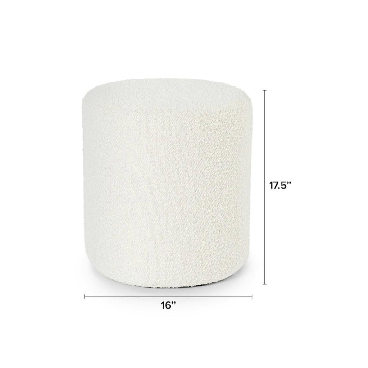 16" Round Ottoman (Ivory Bouclé)