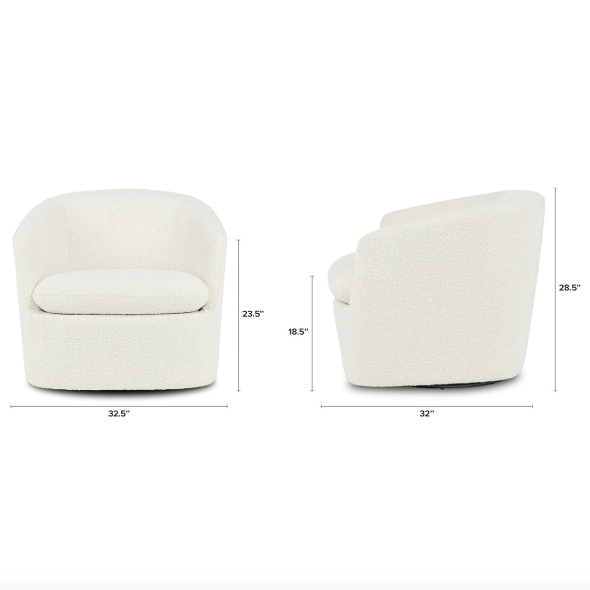 MCM-Style Swivel Chair (Ivory Bouclé)