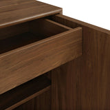 Article 37-inch walnut MCM cabinet with storage, showcasing sleek mid-century modern design and wood grain details.