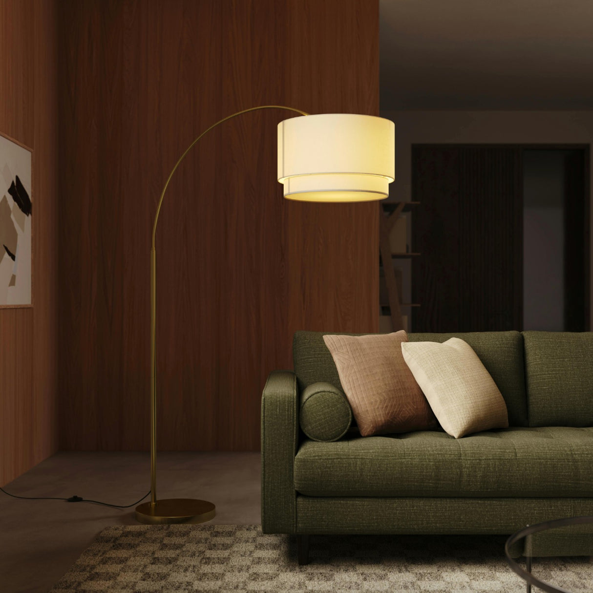 Large MCM-Style Floor Lamp (Brass)
