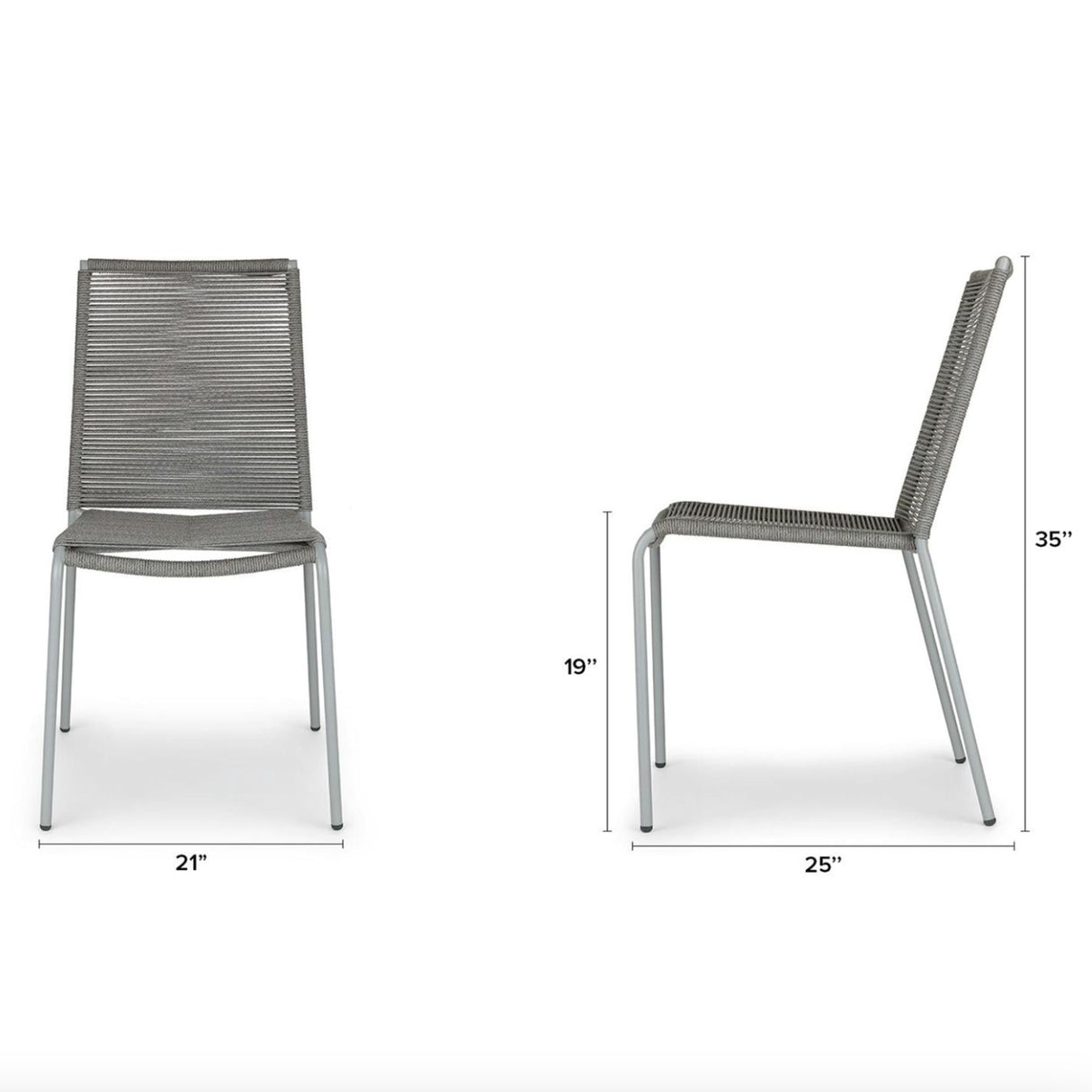 Stackable MCM dining chair in heathered gray by Article, showing a modern, upholstered chair with a sleek design and wooden legs.
