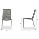 Stackable MCM dining chair in heathered gray by Article, showing a modern, upholstered chair with a sleek design and wooden legs.
