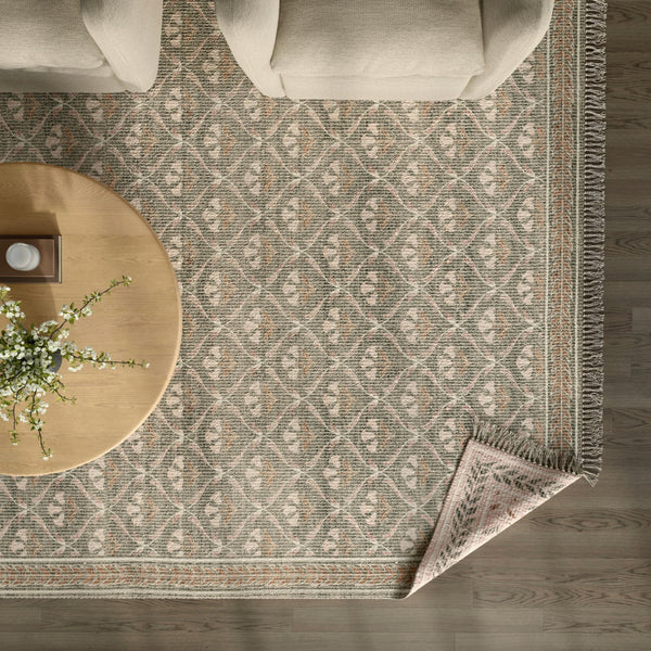 9' x 12' Reversible Area Rug (Olive Green/Beige)