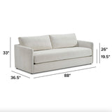 Harbor Ivory 88-inch Article sofa bed with sleeper function, featuring plush cushions and a modern design, in a living room setting.