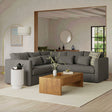 Hale Warm Gray 92-inch velvet sectional sofa by Article, showing the L-shaped corner design and plush cushioning.