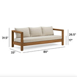 Outdoor sofa by Article, 80-inch Portside Beige outdoor sofa with plush cushions and modern design for patio lounging.