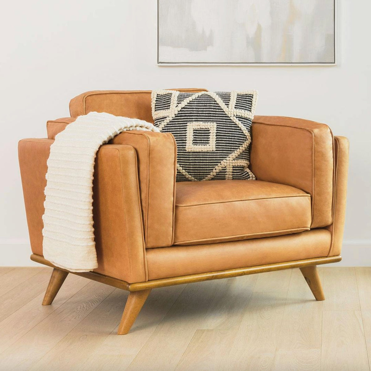 Leather MCM Lounge Chair (Charme Tan)