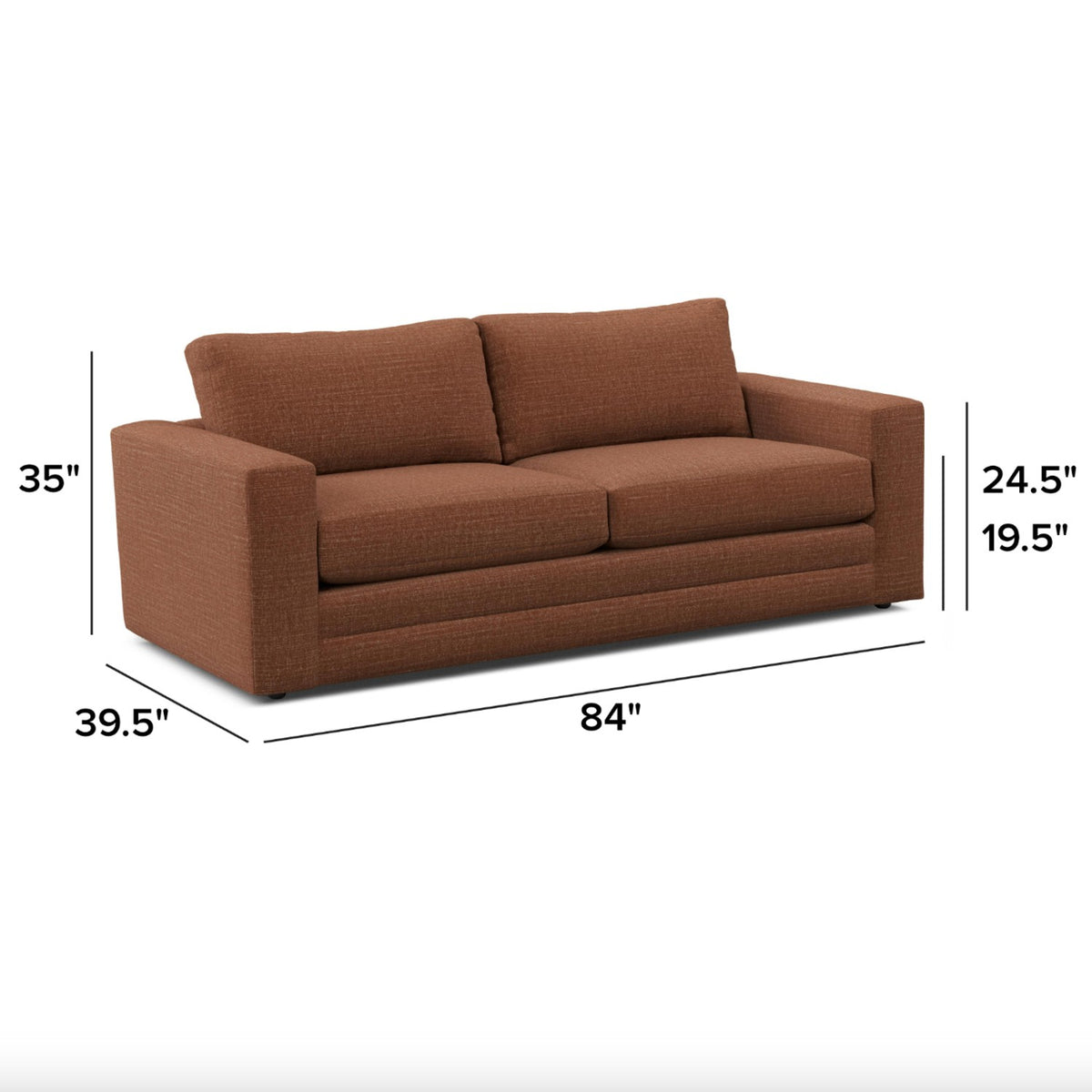 84" MCM-Style Sofa (Napa Rust)
