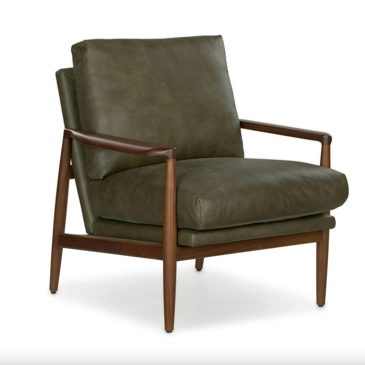 Leather MCM Chair by Article in Charme Green, showcasing a stylish modern chair with leather upholstery and sleek design.