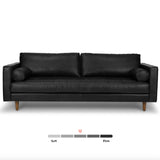 88" Genuine Leather MCM Sofa (Oxford Black)