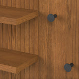 MCM-Style Wall Panel + Bench (Smoked Oak/Green)