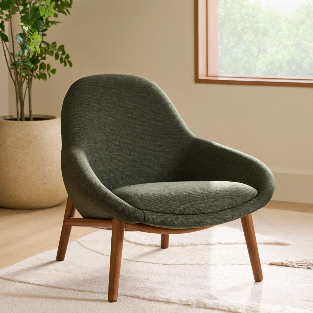 MCM-Style Accent Chair (Vine Green)