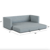 Light blue silver 88-inch MCM-style sleeper sofa bed by Article, showcasing a modern, stylish design with plush cushions.