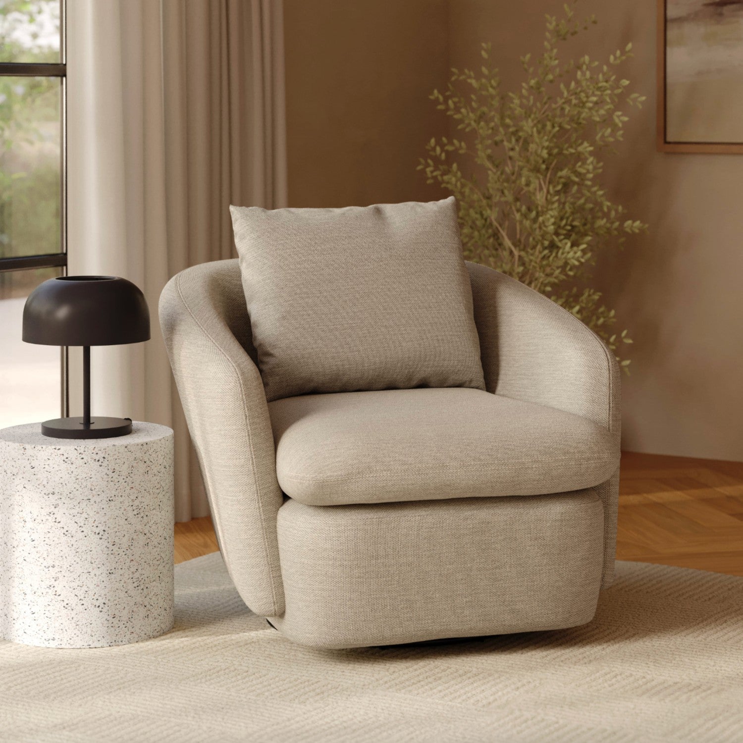 Swivel Lounge Chair (Silver Taupe)