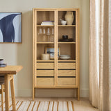 35.5" Wide MCM Glass Cabinet (Natural Oak)