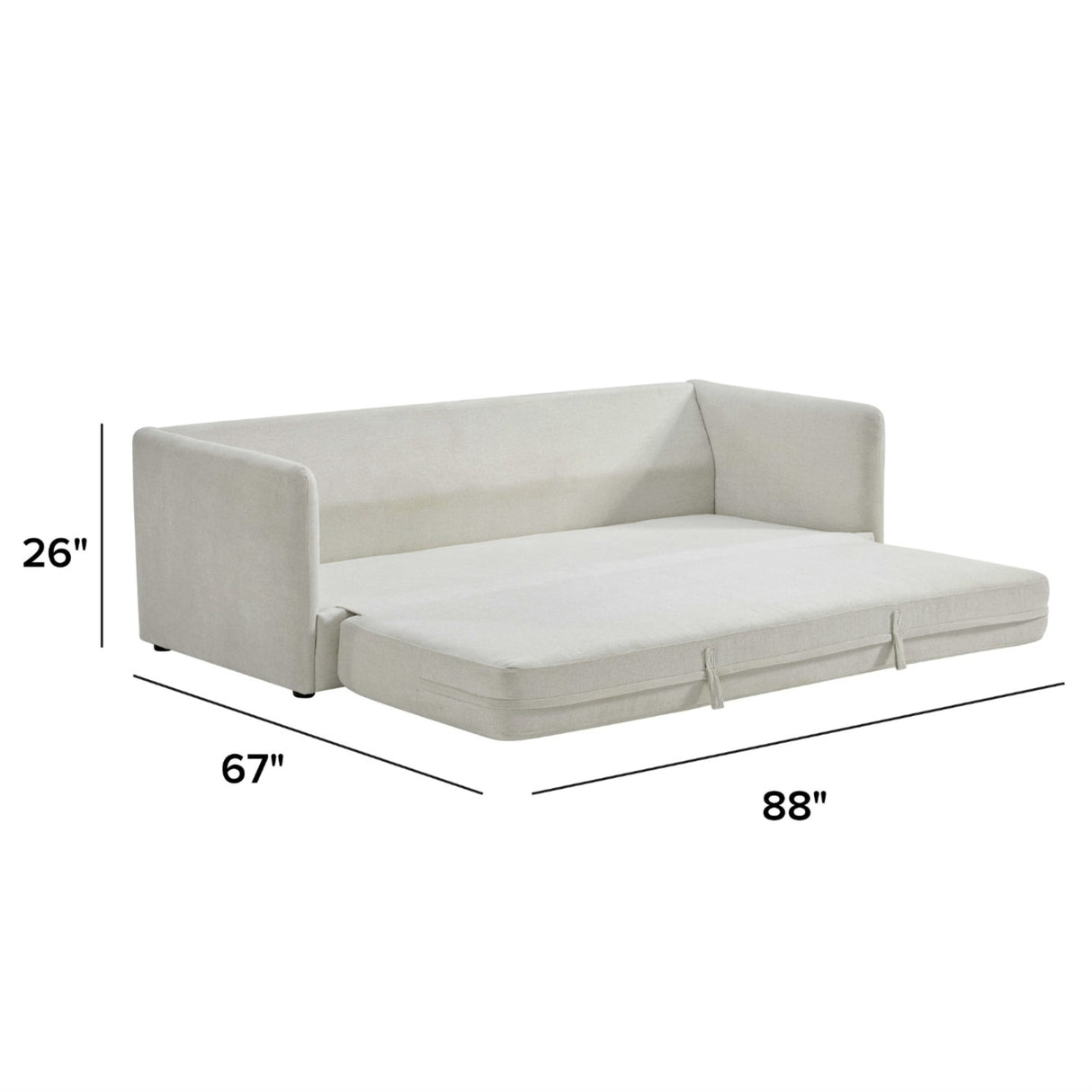 Article Harbor Ivory 88-inch sleeper sofa bed with plush cushions and sleek design, perfect for modern living spaces.
