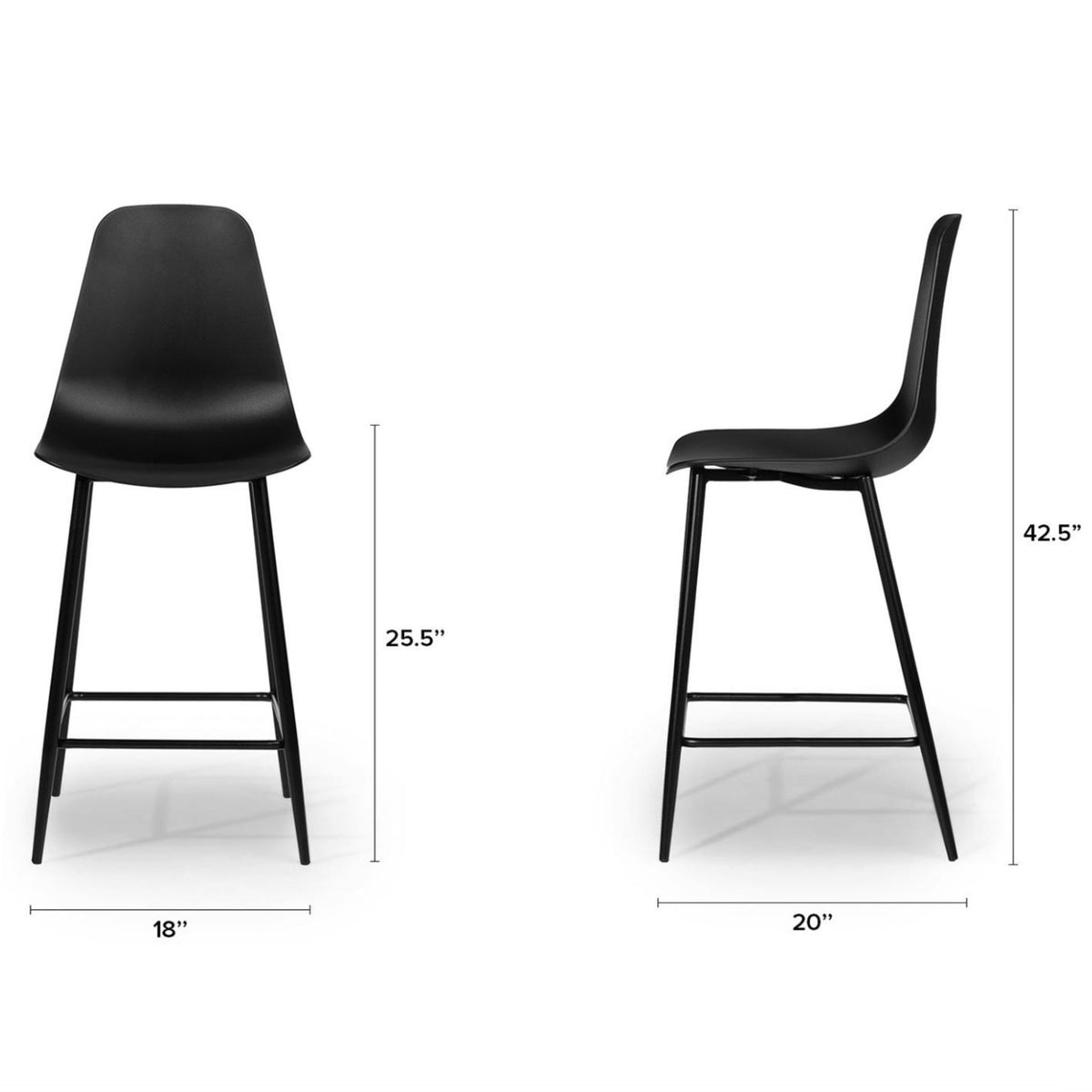 Pure Black MCM Barstool (Counter Height)