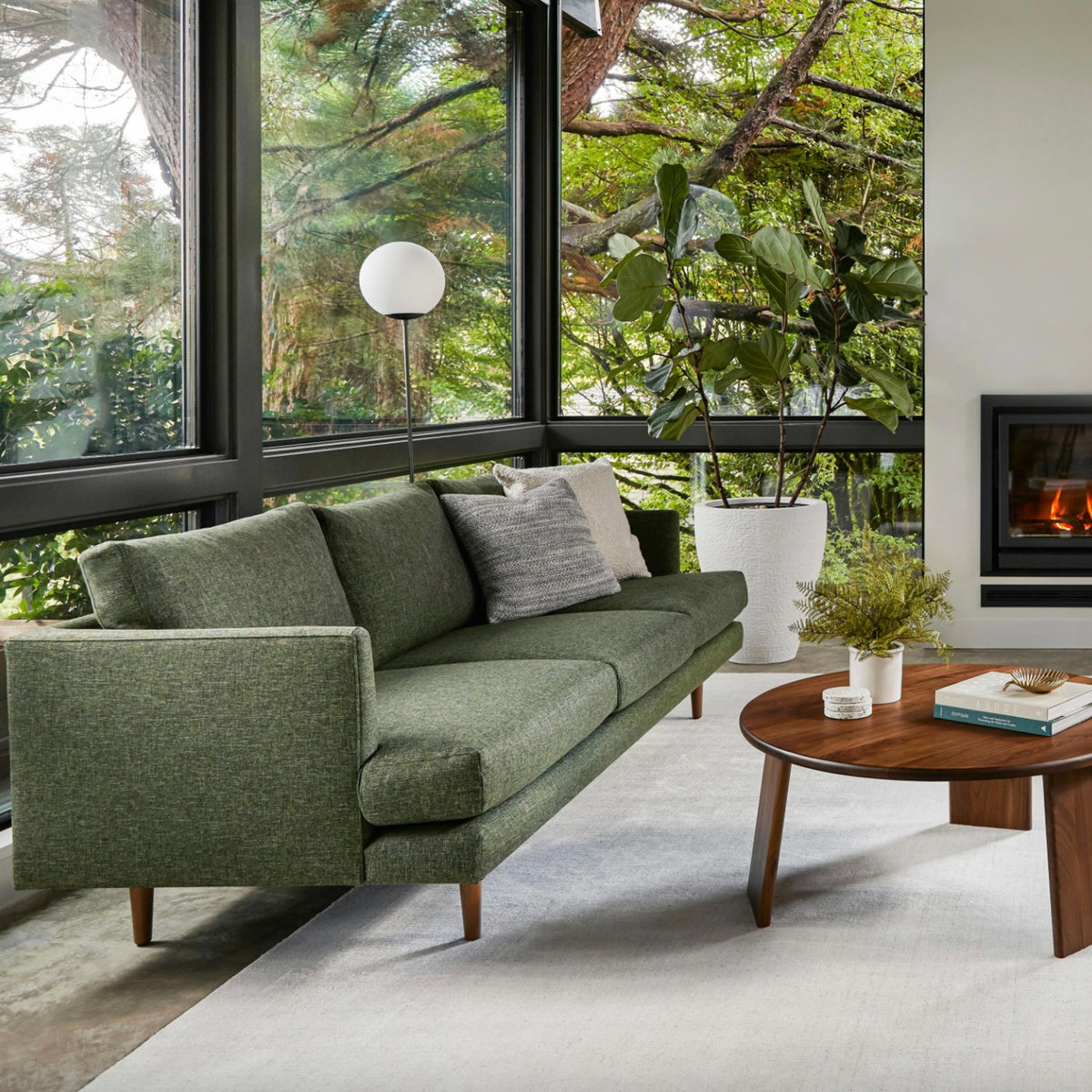 83.5" MCM-Style Sofa (Forest Green)
