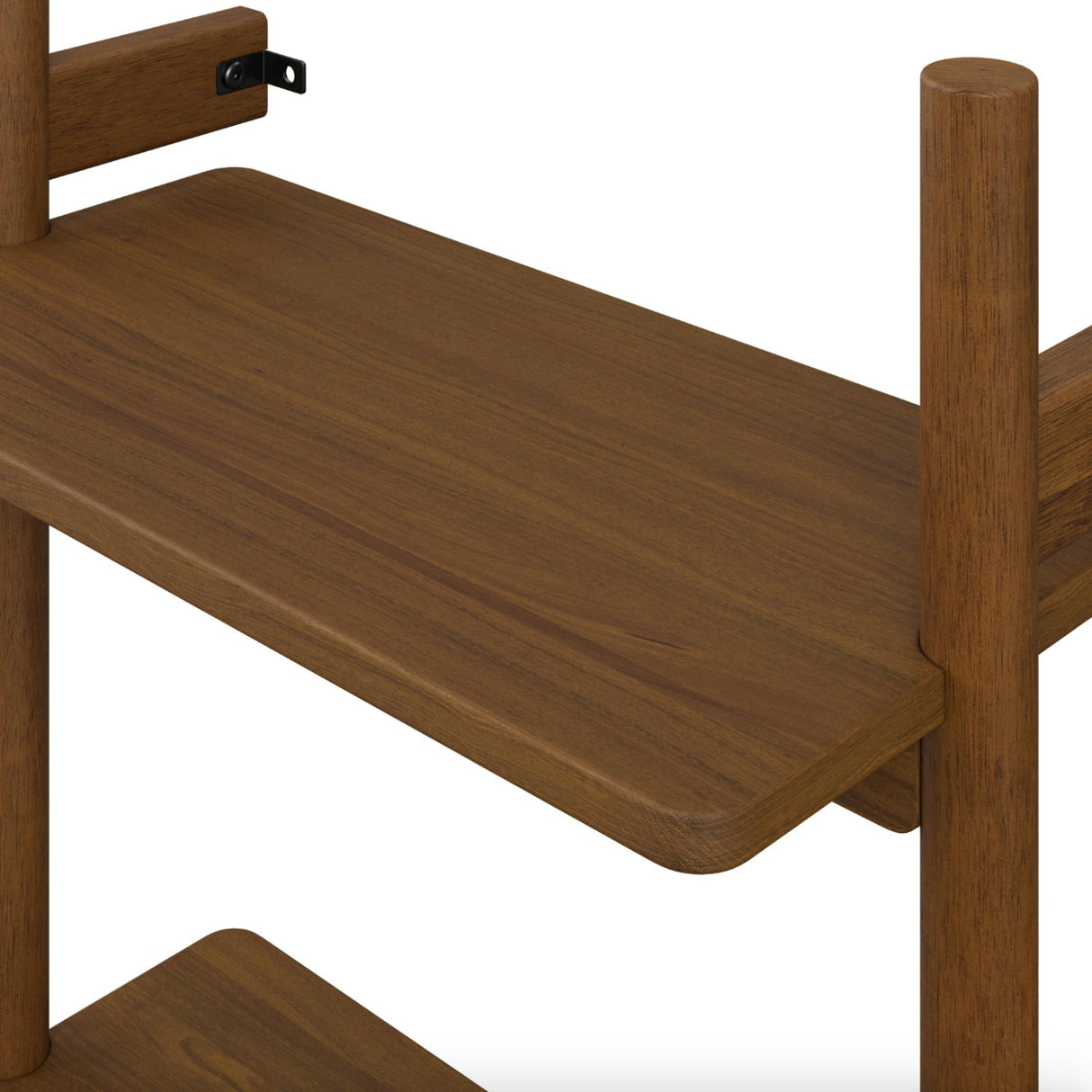 Walnut 21-inch wide modular bookcase from Article featuring multiple open shelves for storage and display.