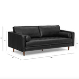 88" Genuine Leather MCM Sofa (Oxford Black)