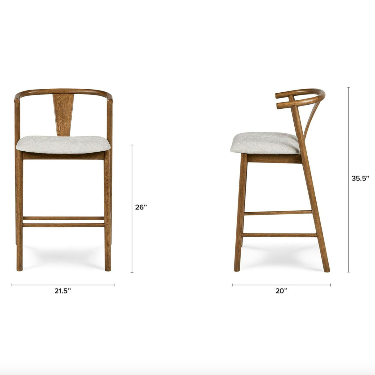 MCM-Style Counter Stool (Smoked Oak/Light Grey)