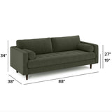 88" Tufted MCM Sofa (Fir Green)