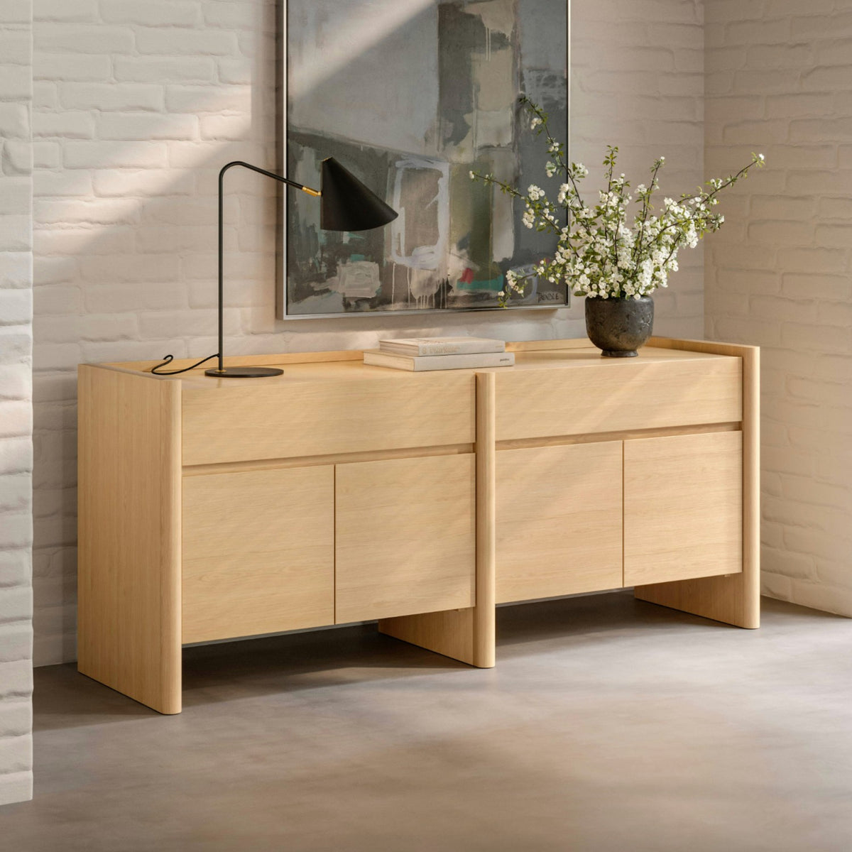 70" MCM-Style Sideboard (White Oak)