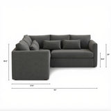 Hale Warm Gray 92-inch velvet corner sectional sofa by Article, showing plush fabric and spacious L-shaped design in a modern living room setting.