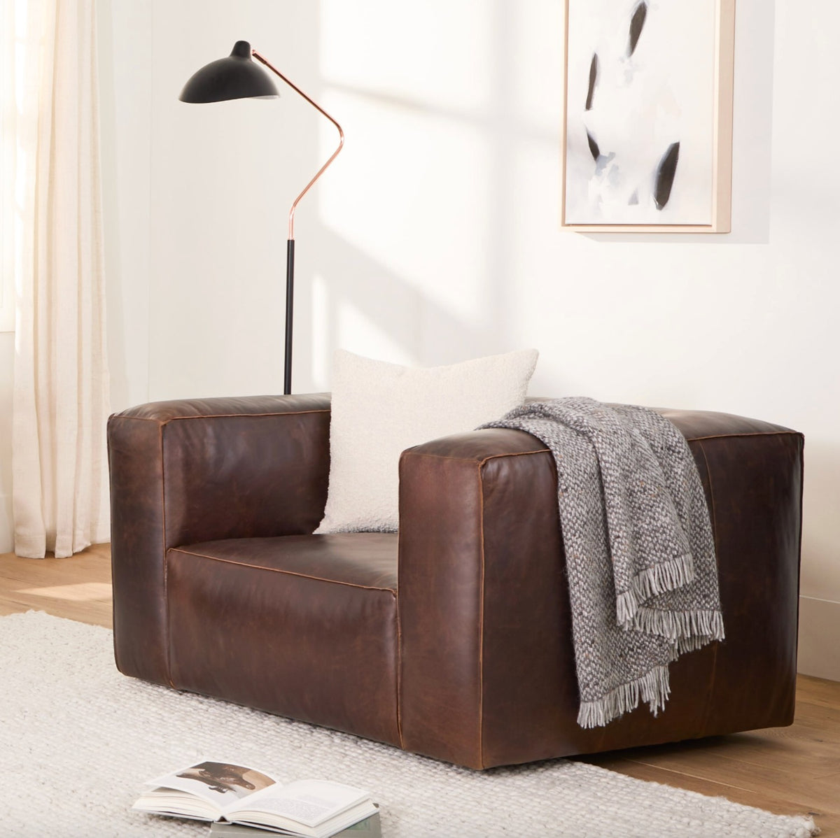 Genuine Leather Swivel Chair (Indiana Brown)